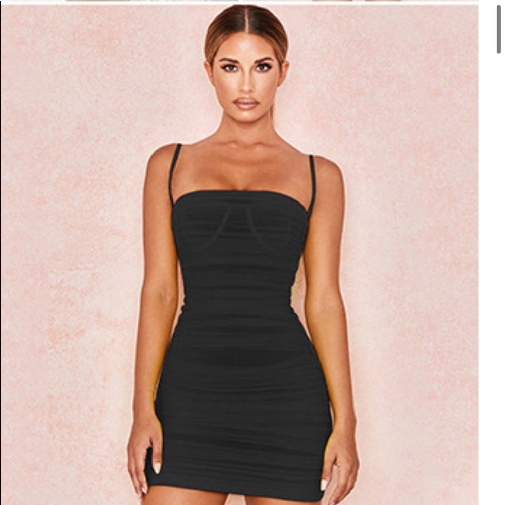 Black Mesh Mini Dress